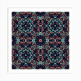 Set of geometric pattern with colored squares 4 Art Print