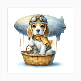 Beagle In A Hot Air Balloon Art Print