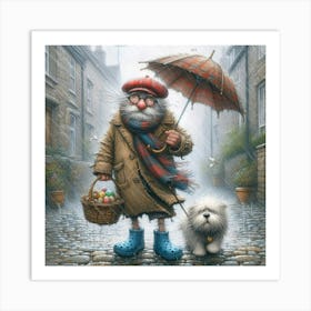 Old Man With Umbrella 1 Art Print