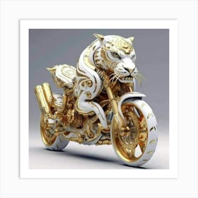 Gold Tiger Motorcycle Art Print