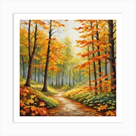 Forest In Autumn In Minimalist Style Square Composition 189 Art Print