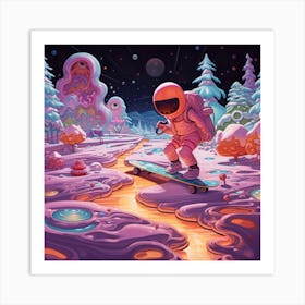 Space Skateboarding Art Print