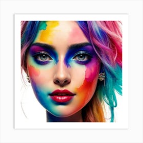 Colorful Girl With Makeup Art Print