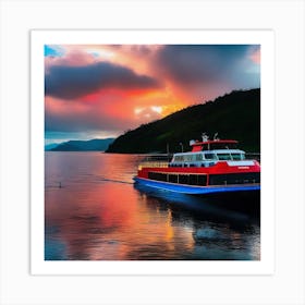 Sunset On Loch Ryan Ferry Art Print