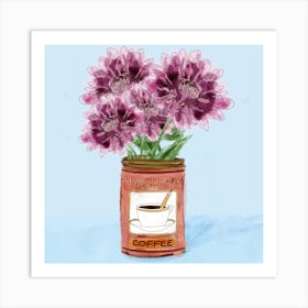 Flowers in a coffee can Art Print