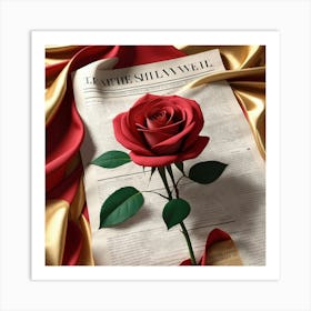 Rose On A Newspaper 2 Art Print