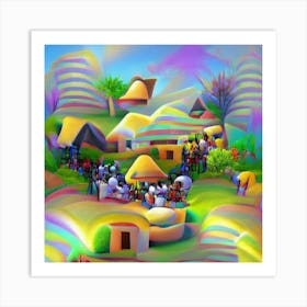 Rainbow Village Art Print