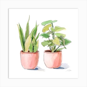 2 House Plants Square Art Print