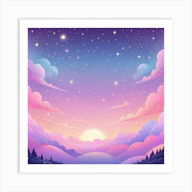 Sky With Twinkling Stars In Pastel Colors Square Composition 87 Art Print