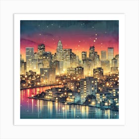 New York City At Night 1 Art Print