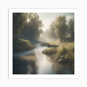 Boat On A River 8 Art Print