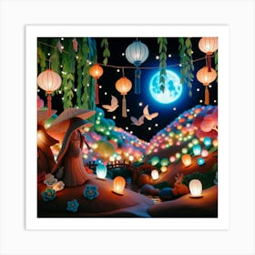 Lanterns In The Night Art Print