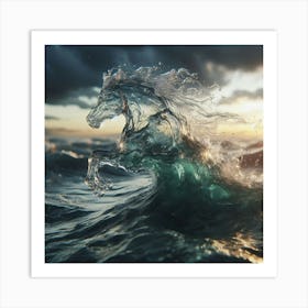 Horse In The Sea Art Print