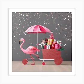 Christmas Flamingo Art Print