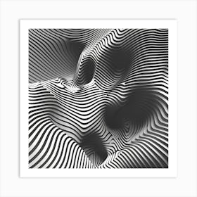 Abstract Black And White Striped Pattern Art Print