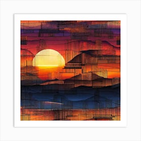 Sunset In The Mountains 110 Art Print