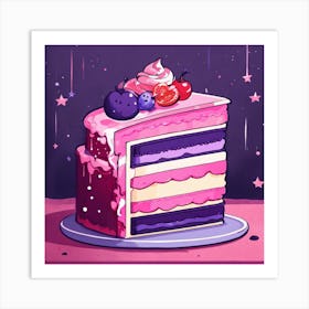 Pink And Purple Slice Of Cake (4) (1) Art Print