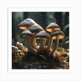 Mushrooms In The Forest 8 Art Print