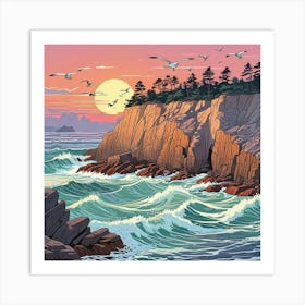 Ocean Sunset Beach Art Print (3) Art Print