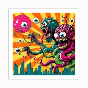 Monsters In The City Art Print