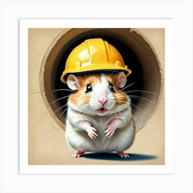 Hamster In Hard Hat Art Print