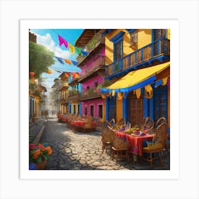 Colorful Street Scene Art Print