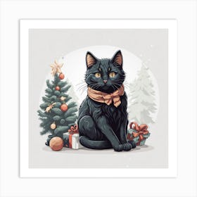 Christmas Cat Art Print