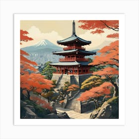 Kiyomizu Dera Temple Japan Vintage Travel Art Art Print 5 Art Print