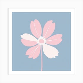 A White And Pink Flower In Minimalist Style Square Composition 25 Art Print