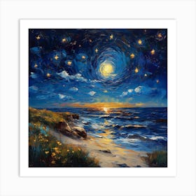 Van Gogh Inspired Starry Night Painting Art Print