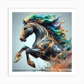 Horse In Water 1 Art Print