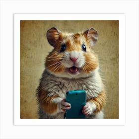 Hamster Holding A Cell Phone 1 Art Print
