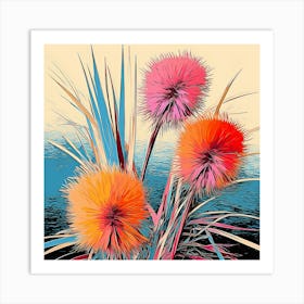 Andy Warhol Style Pop Art Flowers Fountain Grass 1 Square Art Print