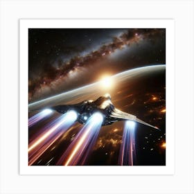 Spaceship In Space 2 Art Print