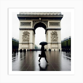 Femme Marchant Dans Paris Un Jour De Pluie 5 Art Print