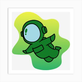 Green Astronaut Crewmate Floating Through Space Art Print