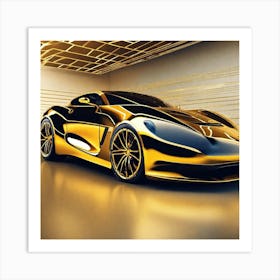 Gold Sports Car 22 Art Print