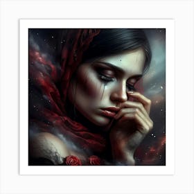 Girl In A Red Scarf Art Print