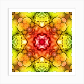 Green And Yellow Abstract Watercolor Pattern 4 Art Print