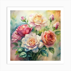 Watercolor Roses 7 Art Print