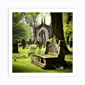 Remembrance Vintage Tomb Landmark Beautiful Plant Headstone Culture Old Architecture Rest (15) Art Print