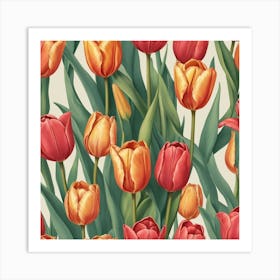 Tulips Seamless Pattern Art Print