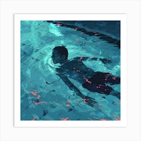 A Swimmer In A Pool Lofi Illustration 1718672147 1 Art Print