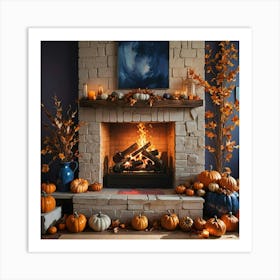 Autumn Fireplace Art Print