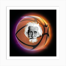 Basketball Portrait Of Albert Einstein Art Print