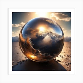 Imagine Earth Into Metallic Ball Art Print