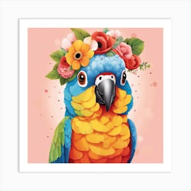 Floral Baby Parrot Nursery Illustration (22) Art Print