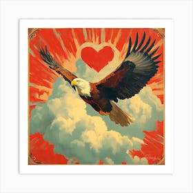 Eagle with Heart-shaped Cloud 7 Art Print