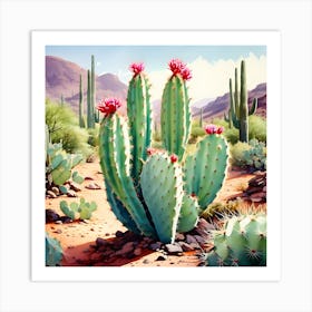 Cactus In The Desert Art Print