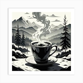 Coffee Cup In The Mountains Art Print